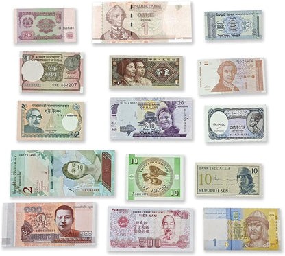 15 billetes sin circular de 15 países, sin duplicados, con certificado de autenticidad 