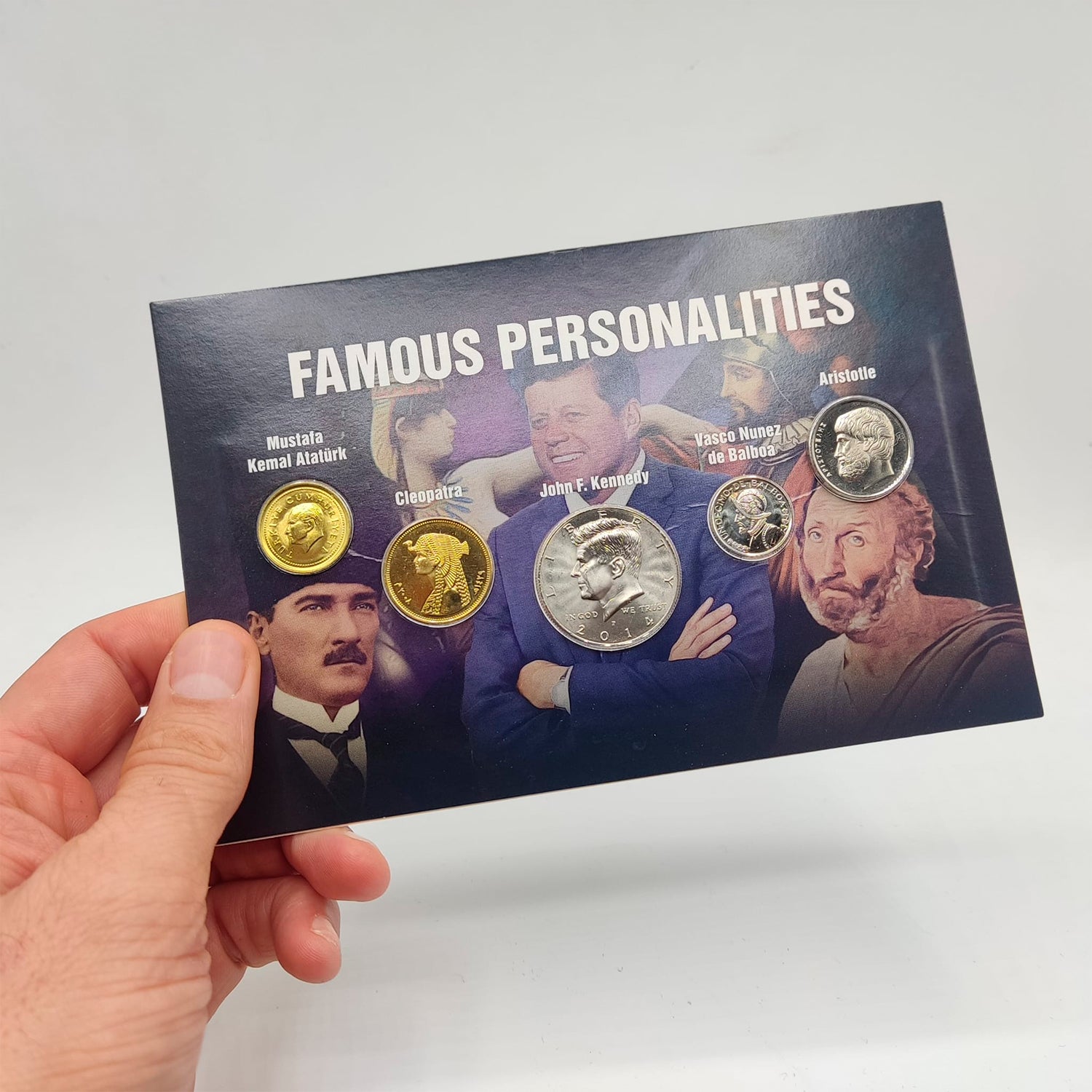 Monedas del Mundo - 5 Auténticas monedas de Personajes Famosos