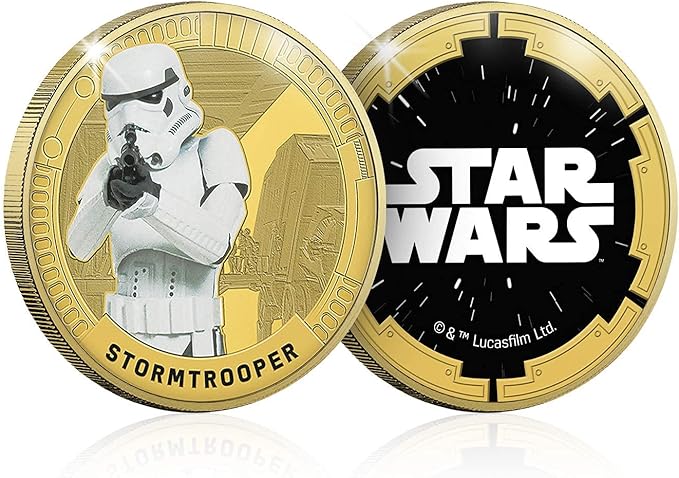 Star Wars Trilogía Original Episodios IV - VI - Stormtrooper - Medalla conmemorativa acuñada con baño en Oro 24 quilates  - 44mm