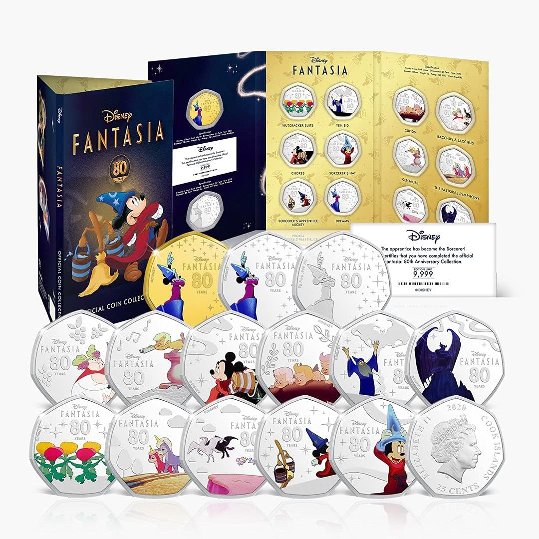 Colección FANTASIA. 14 Monedas conmemorativas del 80 Aniversario de Fantasia, presentadas en un Bonito Album de Coleccionista. Edición Limitada