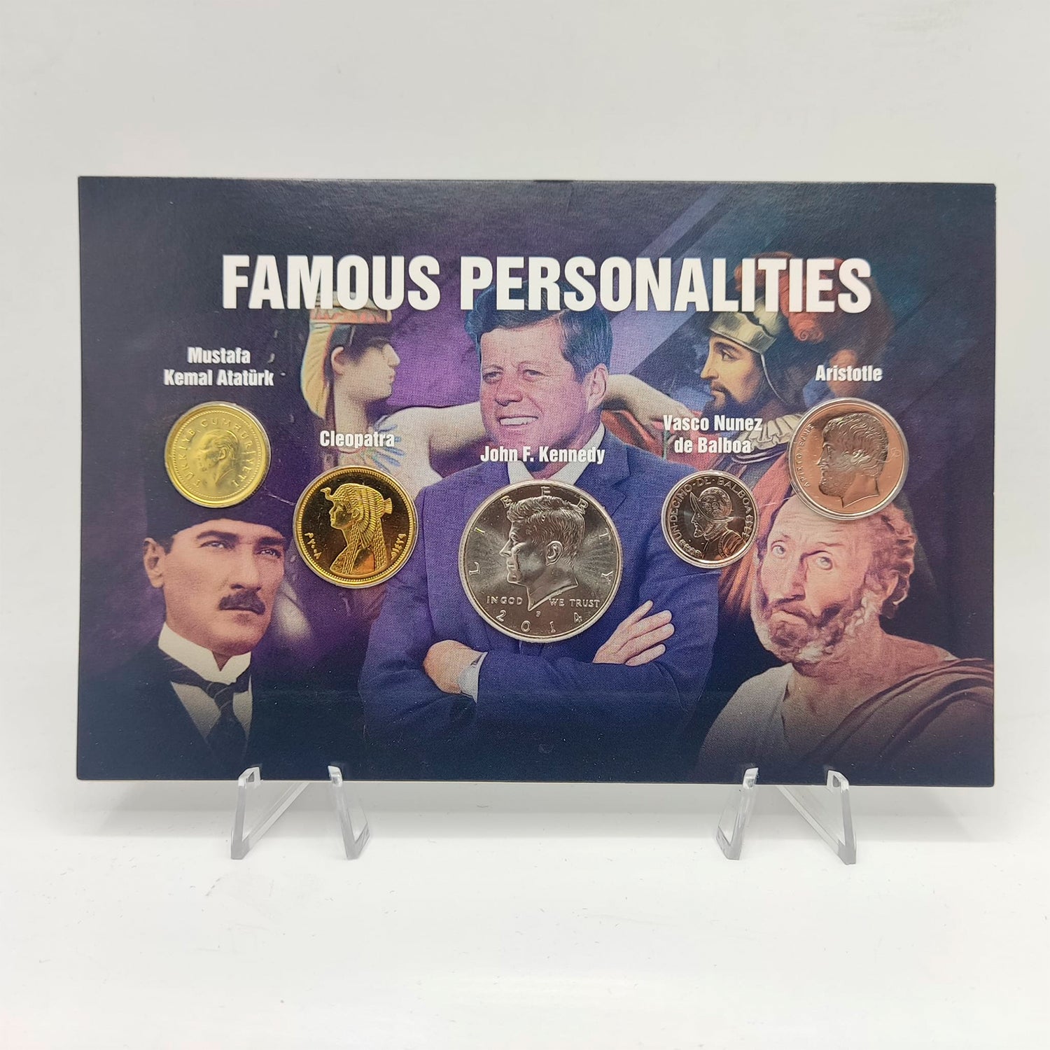 Monedas del Mundo - 5 Auténticas monedas de Personajes Famosos