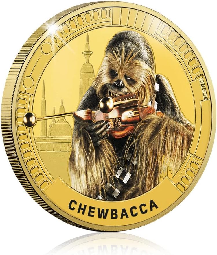 Star Wars Trilogía Original Episoden IV - VI - Wicket W. Warrick - Moneda / Medalla acuñada con baño en Oro 24 quilates y coloresada a 4 colores - 44mm