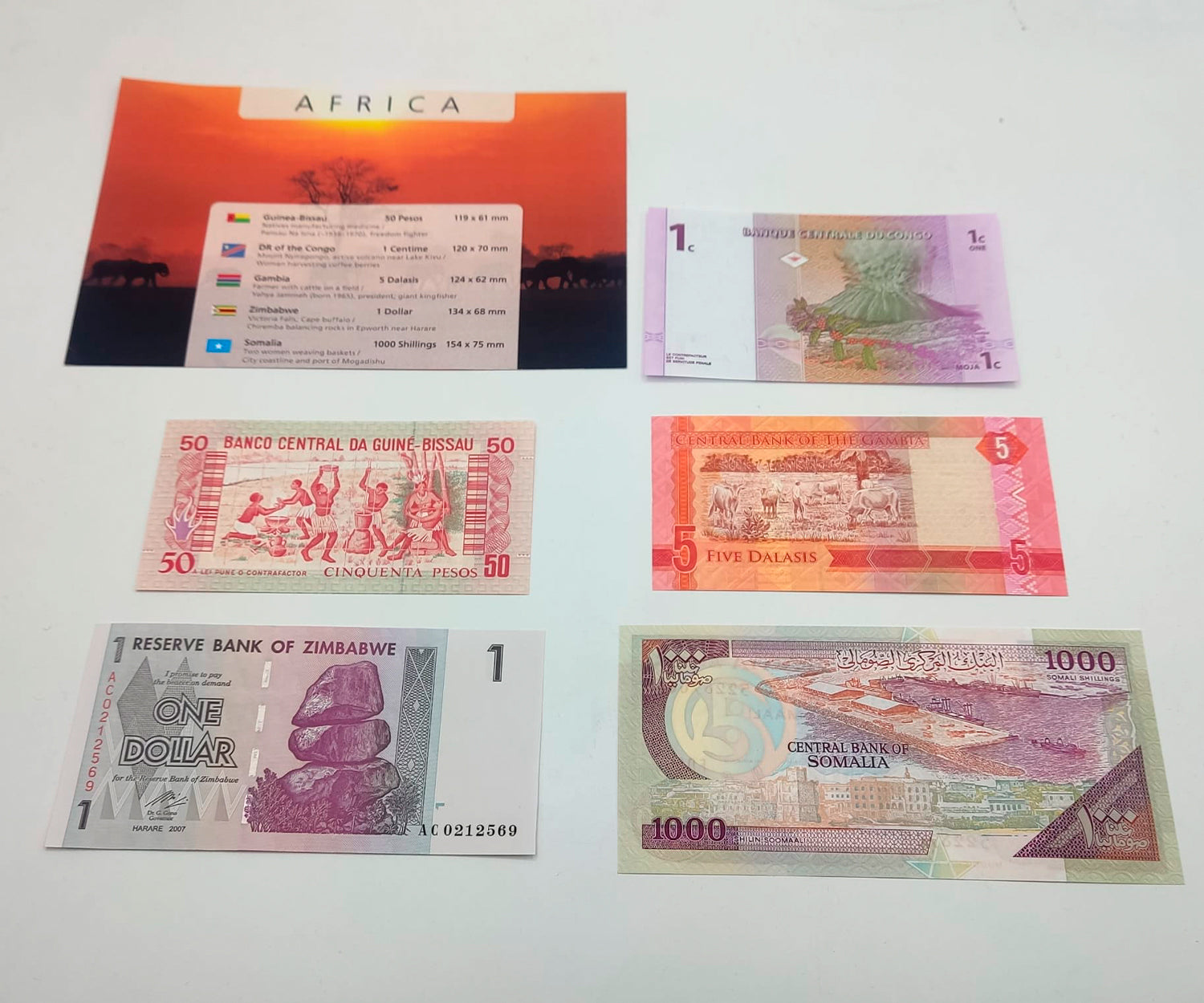 Billetes del Mundo - Colección de 5 Auténticos billetes de AFRICA