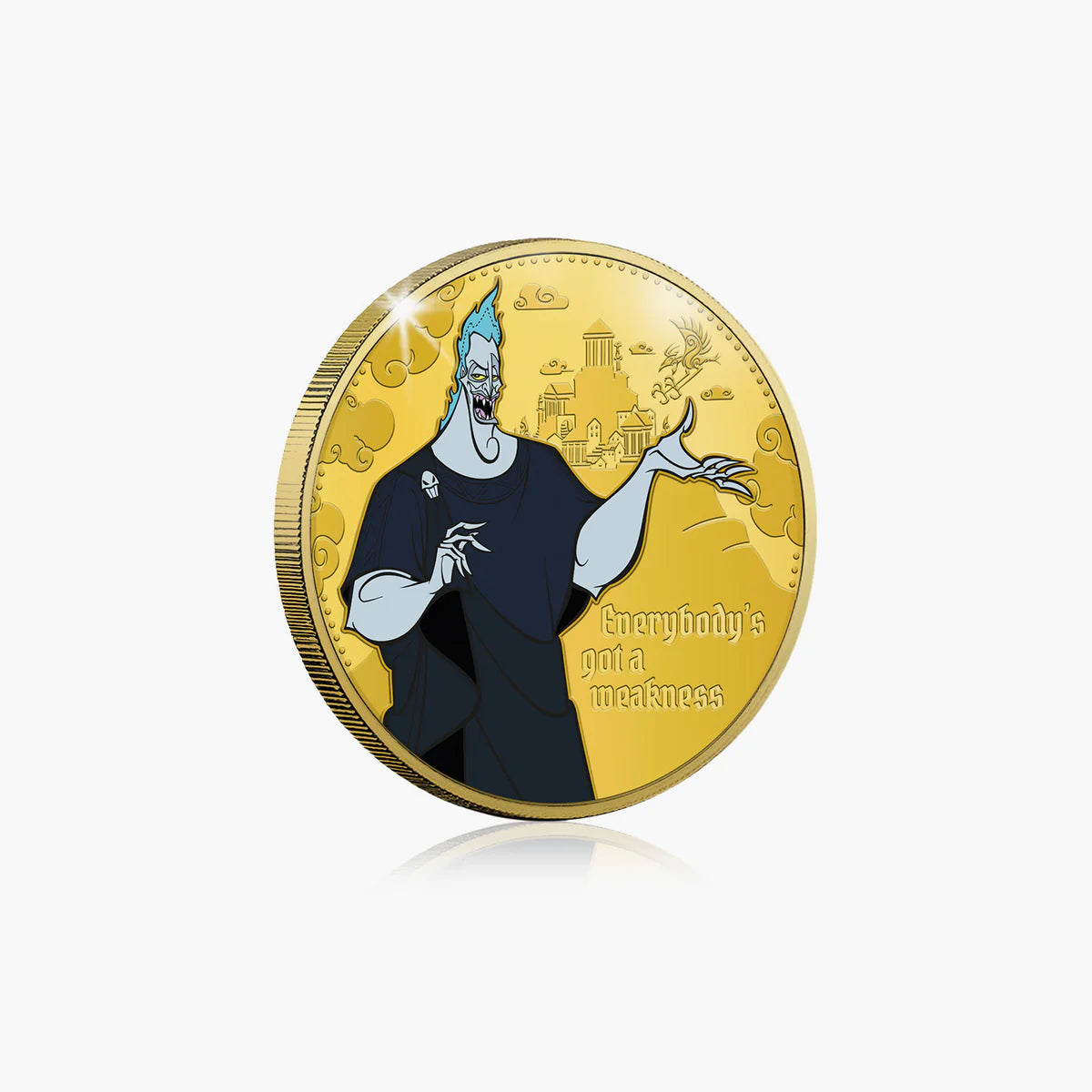 Disney Villanos. Hades, medalla conmemorativa con baño en oro. 44mm