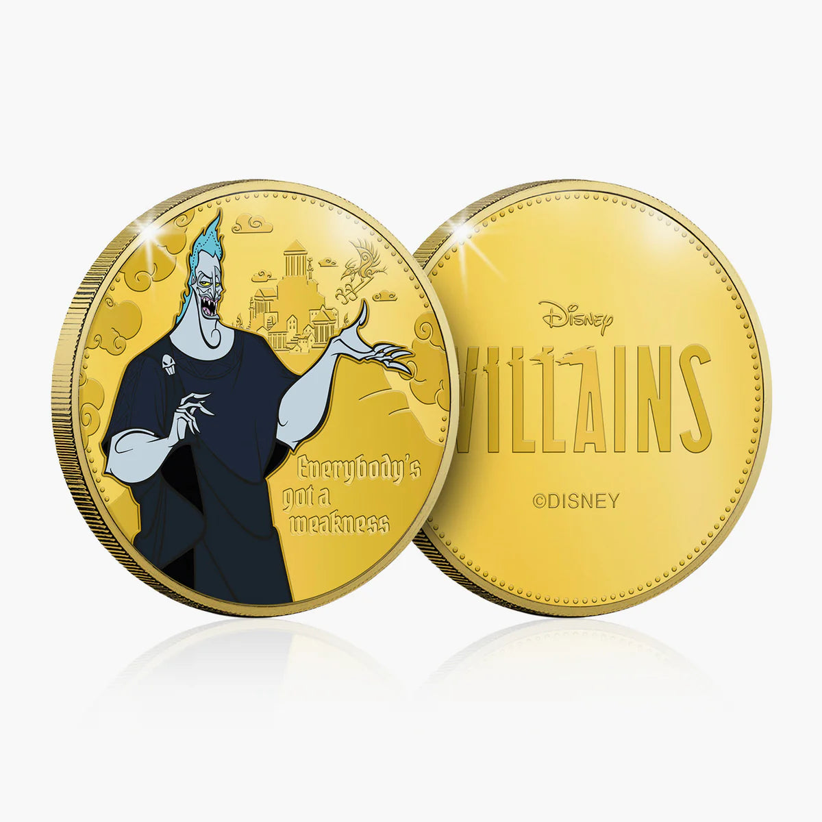 Disney Villanos. Hades, medalla conmemorativa con baño en oro. 44mm