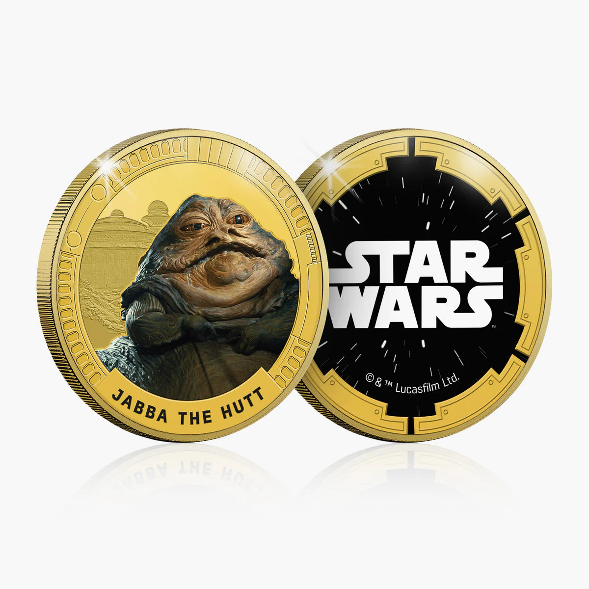 Star Wars Trilogia Originale Episodi IV - VI - Jabba - Moneta / Medaglia commemorativa coniata con placcatura in Oro 24 carati e colorata a 4 colori - 44mm