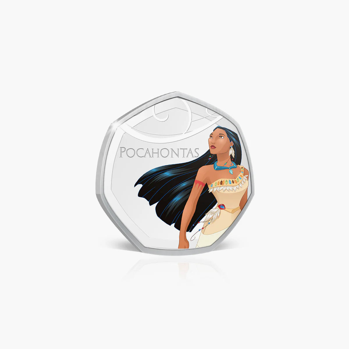 Disney Princesas. Medalla conmemorativa de Pocahontas. Bañada en Plata