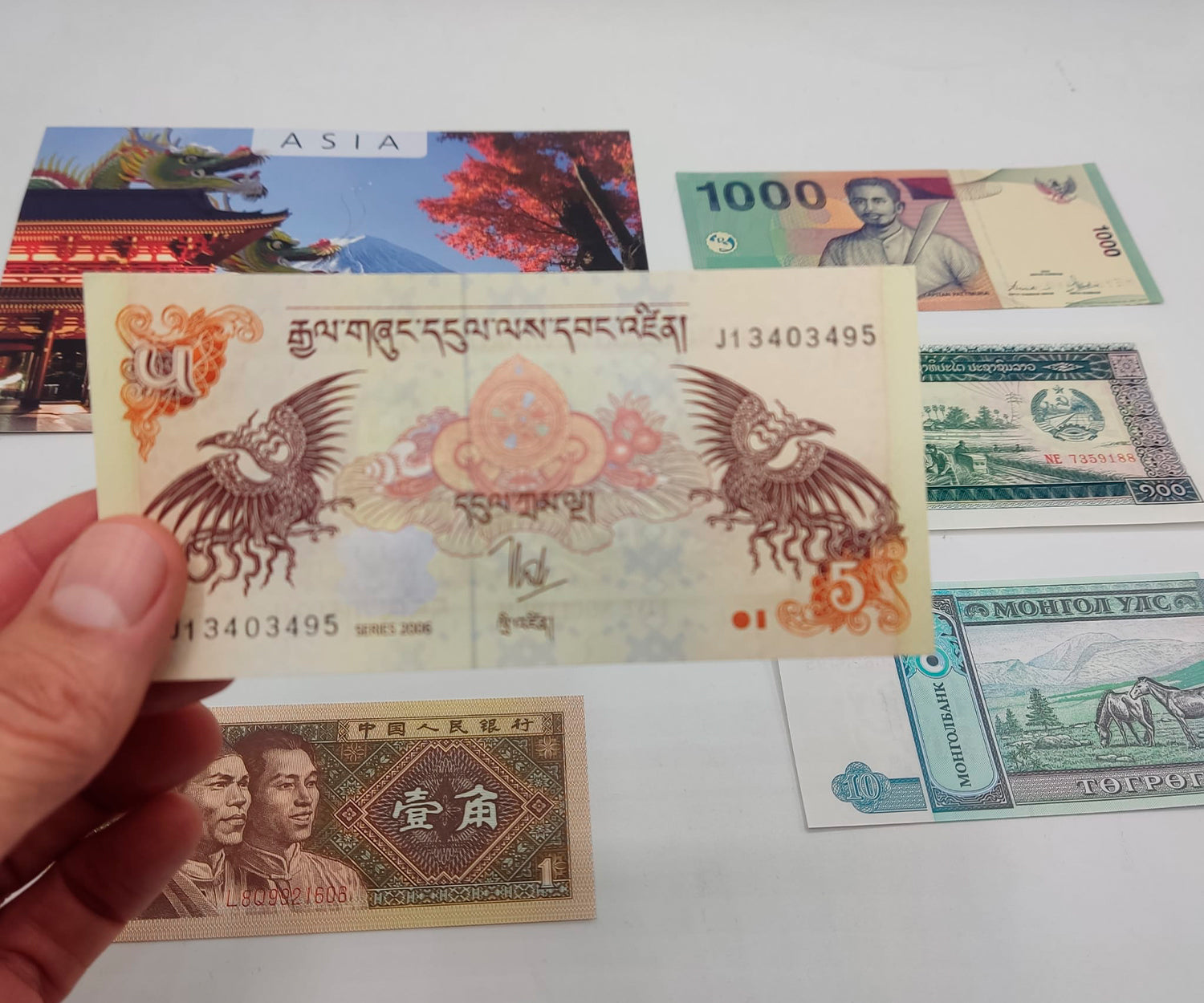 Billetes del Mundo - Colección de 5 Auténticos billetes de ASIA