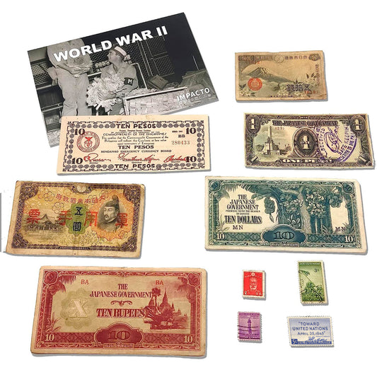 Colección Guerra del Pacífico - 6 Billetes antiguos + 4 sellos. Certificado de autenticidad incluido 