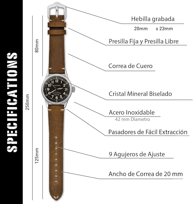 WTI WORLD TIME INTERNATIONAL Reloj Militar Estilo Aviador Inspirado en el A-11 de la Segunda Guerra Mundial: Edición Vintage Limitada y Numerada para Coleccionistas con Extras Incluidos