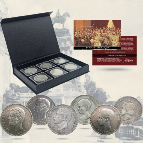 Colección Real Exclusiva: 6 Monedas Auténticas de 5 Pesetas de Plata (1871-1912)