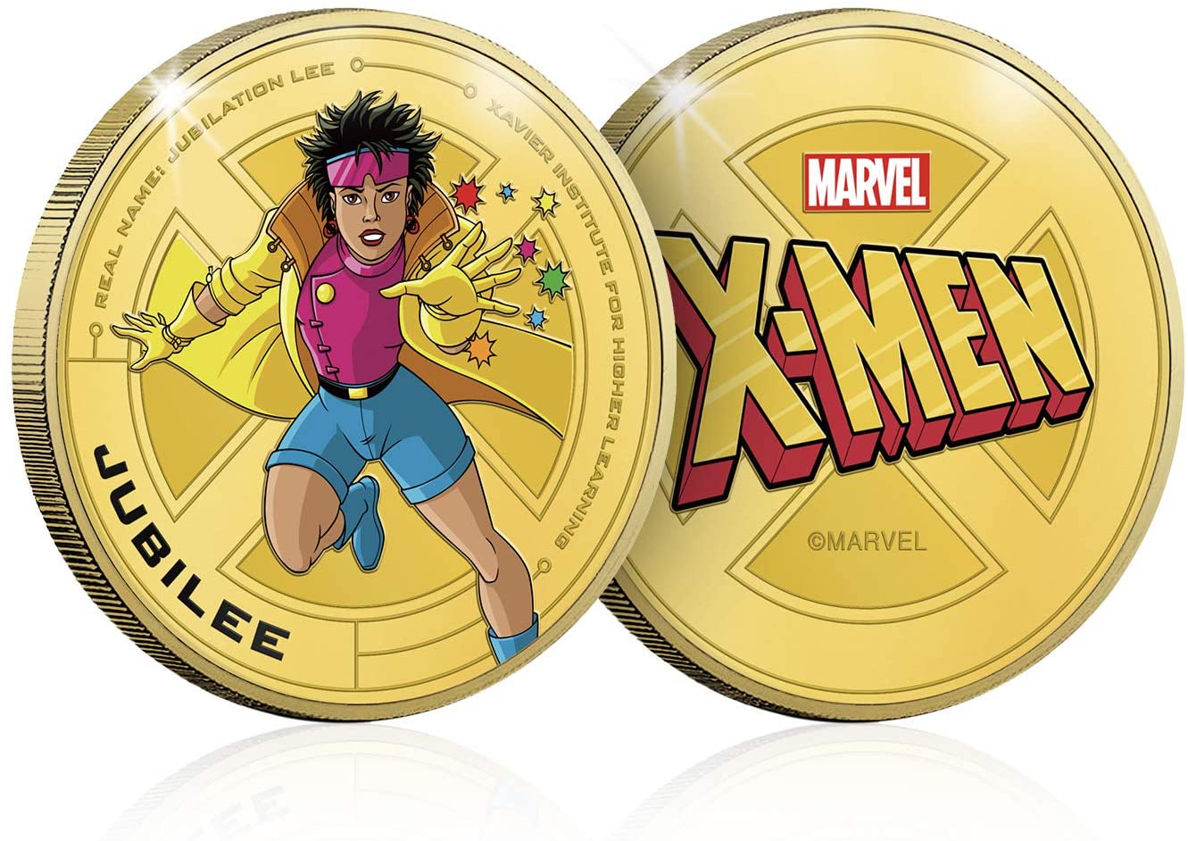 X-MEN Classics. Jubilee, medalla conmemorativa con baño en oro. 44mm