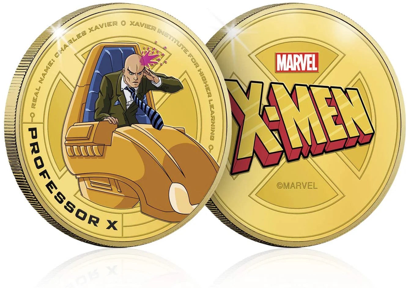 X-MEN Classics. Profesor X, medalla conmemorativa con baño en oro. 44mm