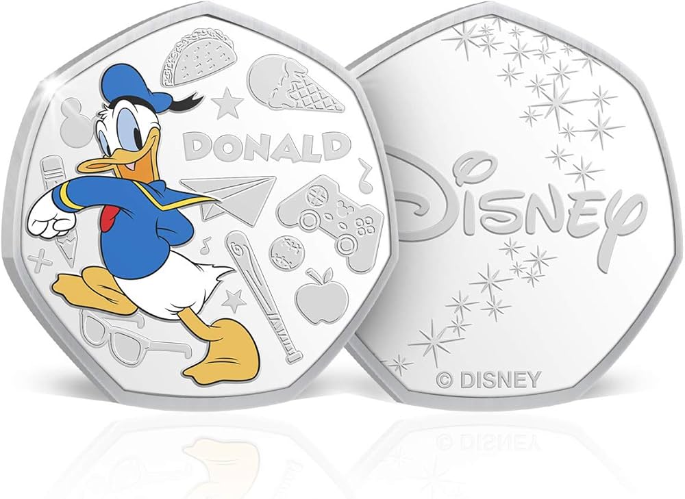 Disney. Medalla conmemorativa de Donald. Bañada en Plata