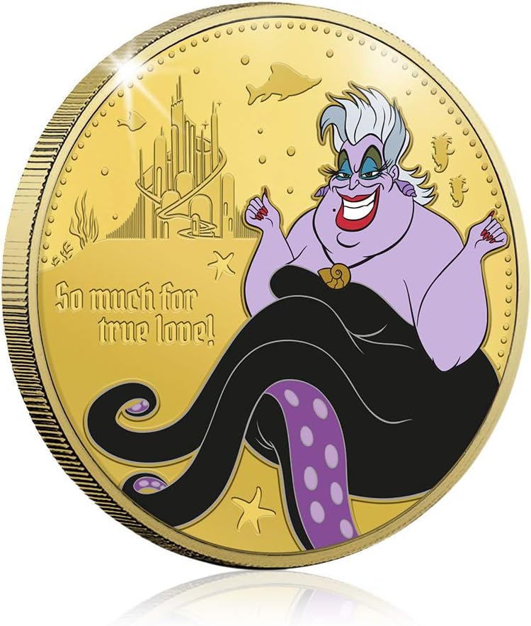 Disney Villanos. Úrsula, medalla conmemorativa con baño en oro. 44mm