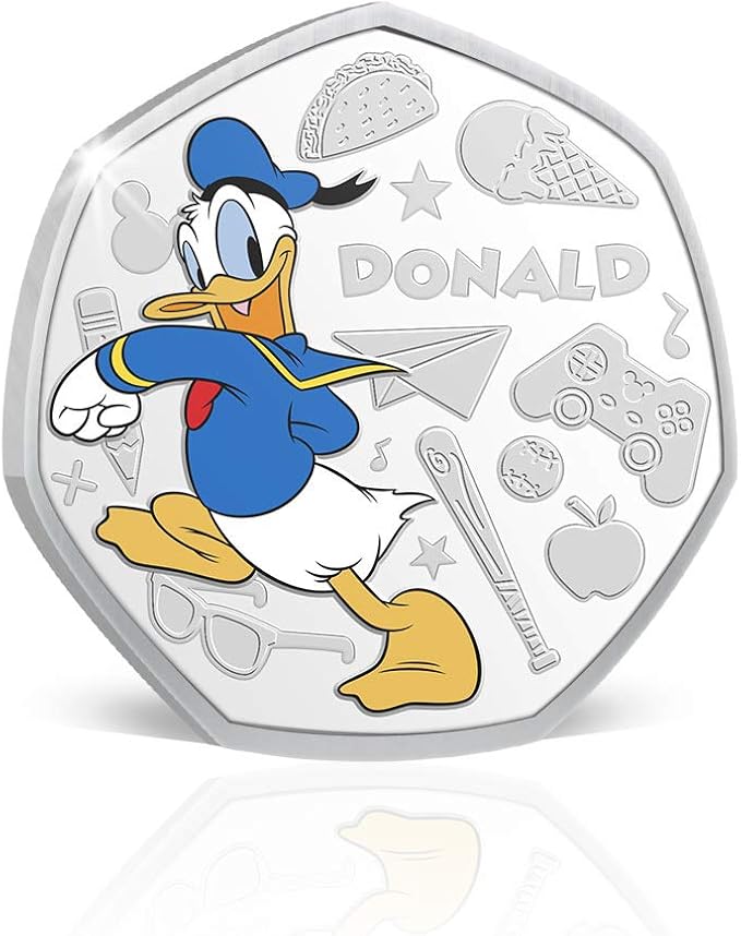 Disney. Medalla conmemorativa de Donald. Bañada en Plata