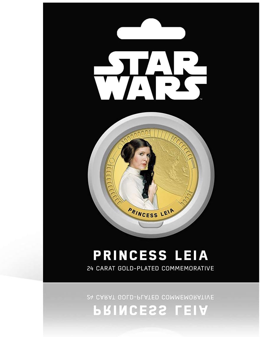 Star Wars Trilogía Original Episodios IV - VI - Princesa Leia - Medalla conmemorativa acuñada con baño en Oro 24 quilates - 44mm