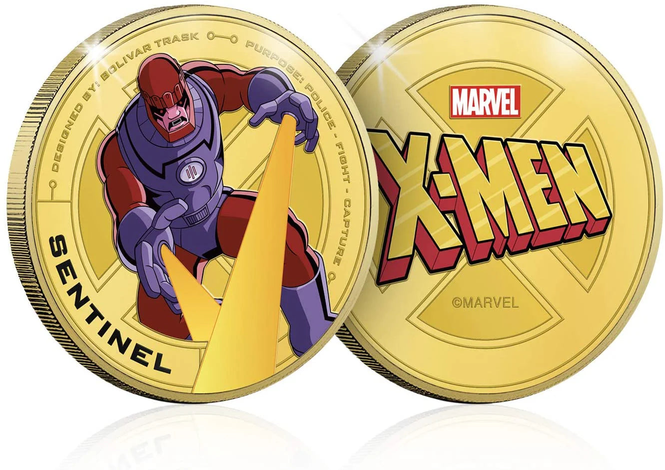 X-MEN Classics. Sentinel, medalla conmemorativa con baño en oro. 44mm