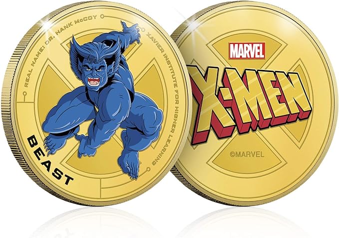 X-MEN Classics. Beast, medalla conmemorativa con baño en oro. 44mm