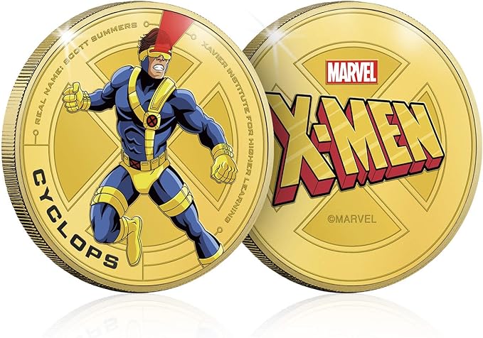 X-MEN Classics. Cíclope, medalla conmemorativa con baño en oro. 44mm