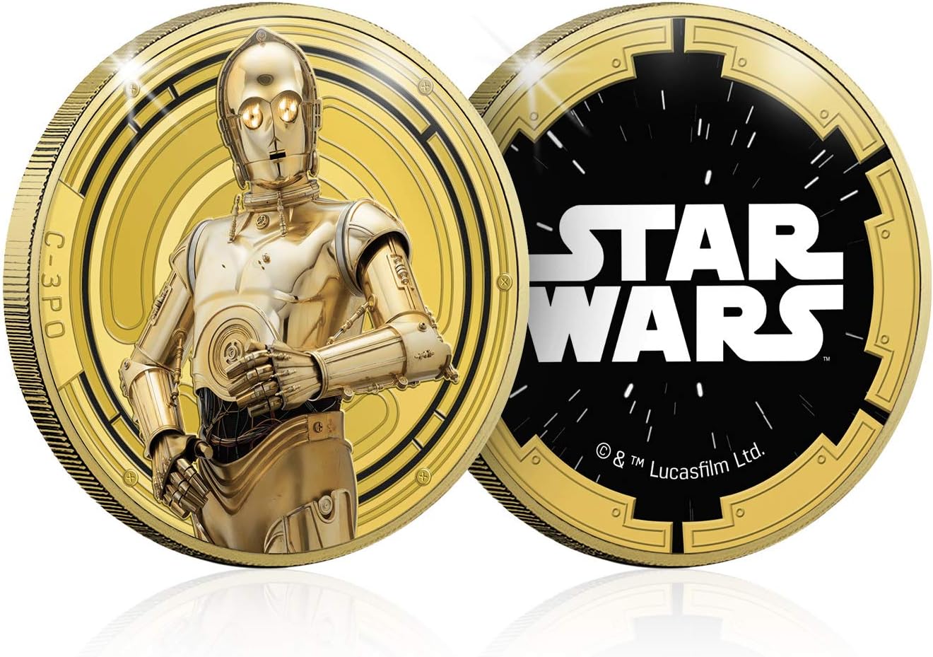 Star Wars. Trilogía Original Episoden IV - VI (Droides) – Erinnerungsmedaillen mit Gold und Silber, 24 Exemplare und 4 Farben – 44 mm