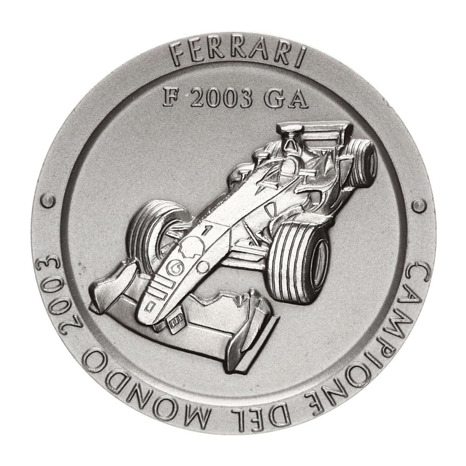 Medalla oficial del Campeonato de Fórmula 1 de Ferrari: titanio, edición 2003