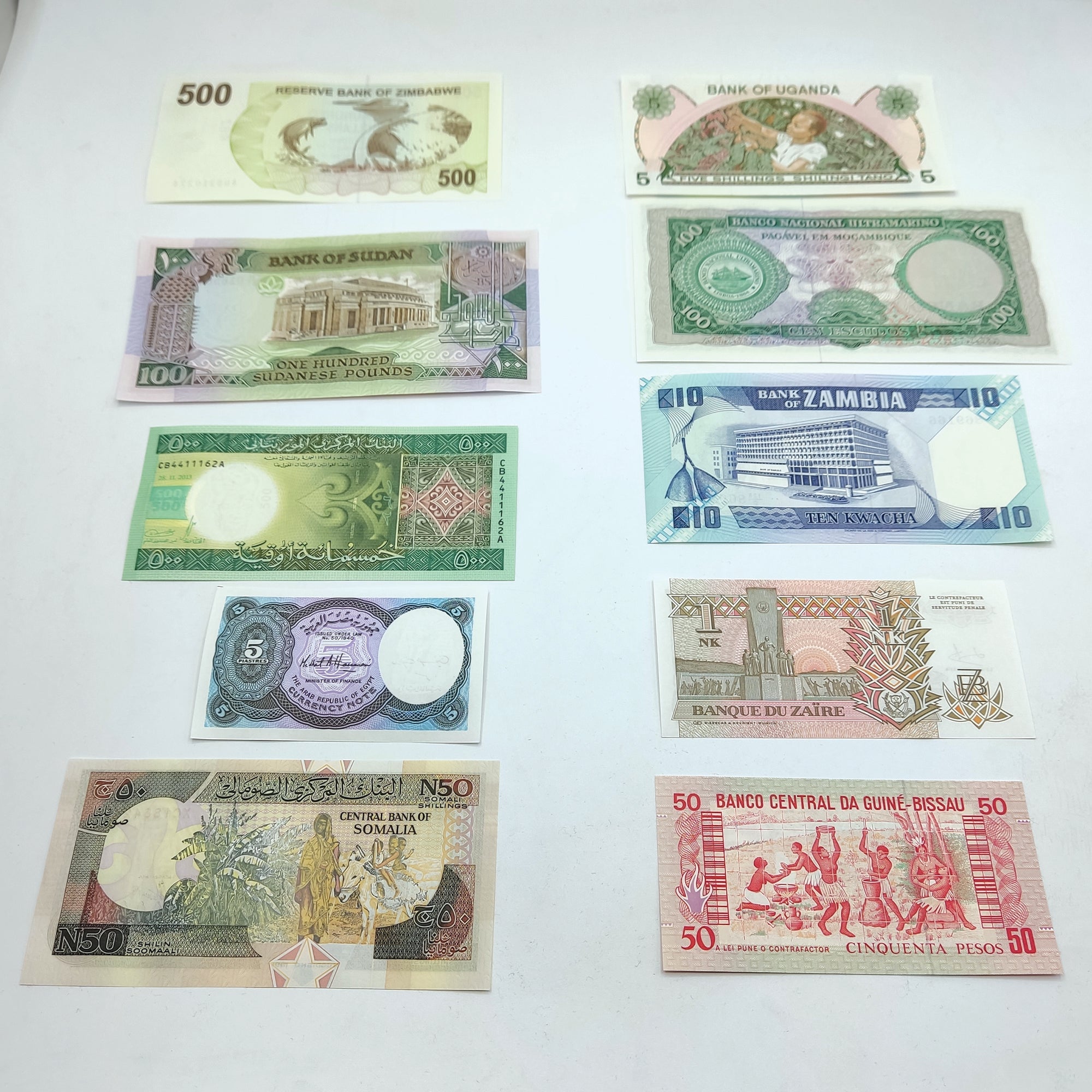 World Paper Money - 10 Banknotes from Africa