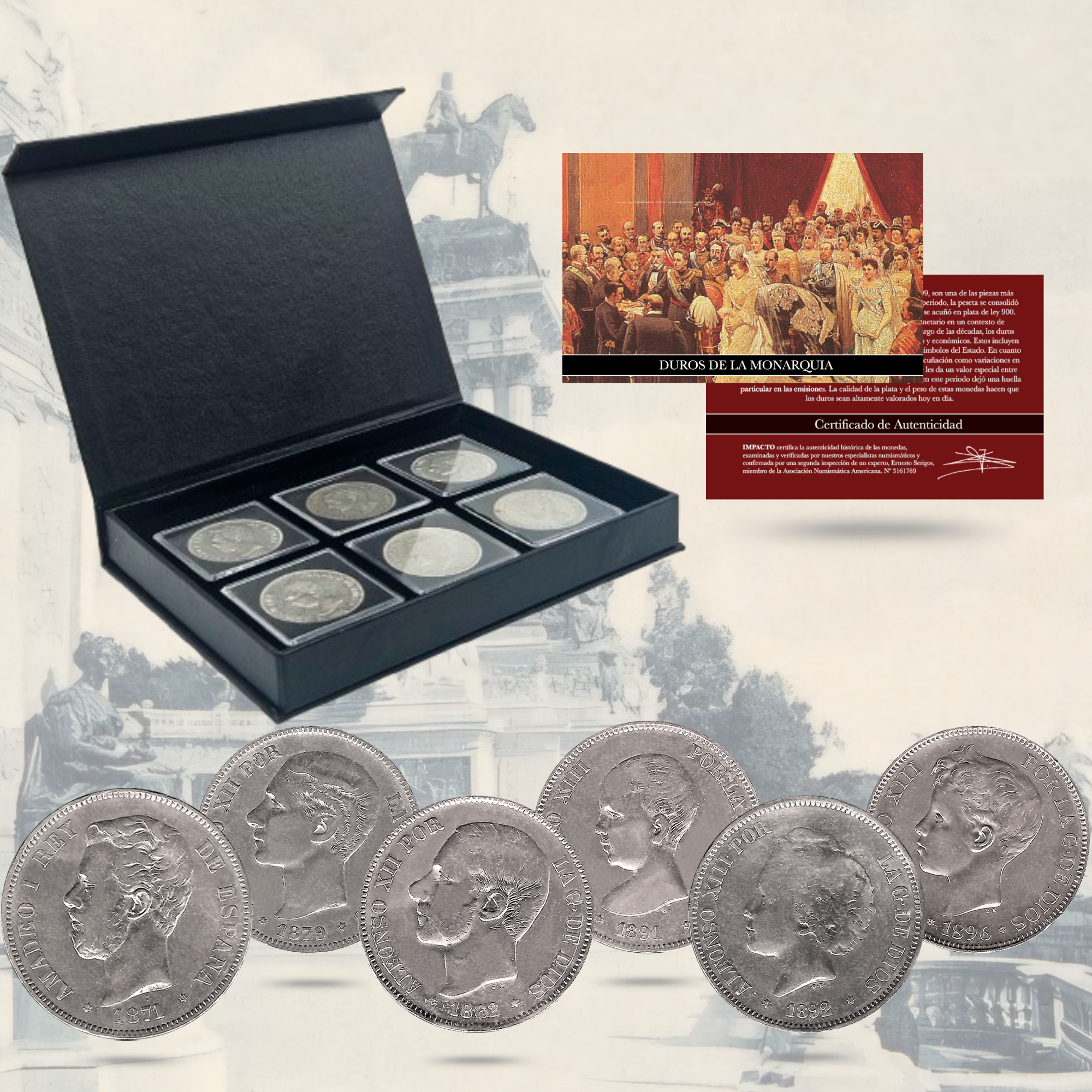 Exclusive Royal Collection: 6 Authentic 5 Peseta Silver Coins (1871-1912)