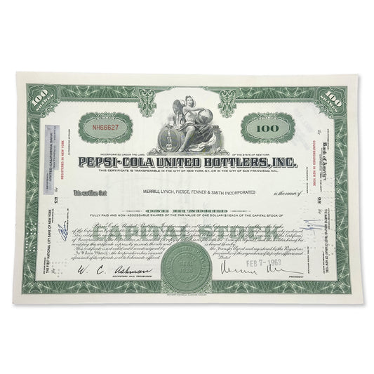 Collectible Stocks Certificate - PEPSI-COLA United Bottlers, Inc