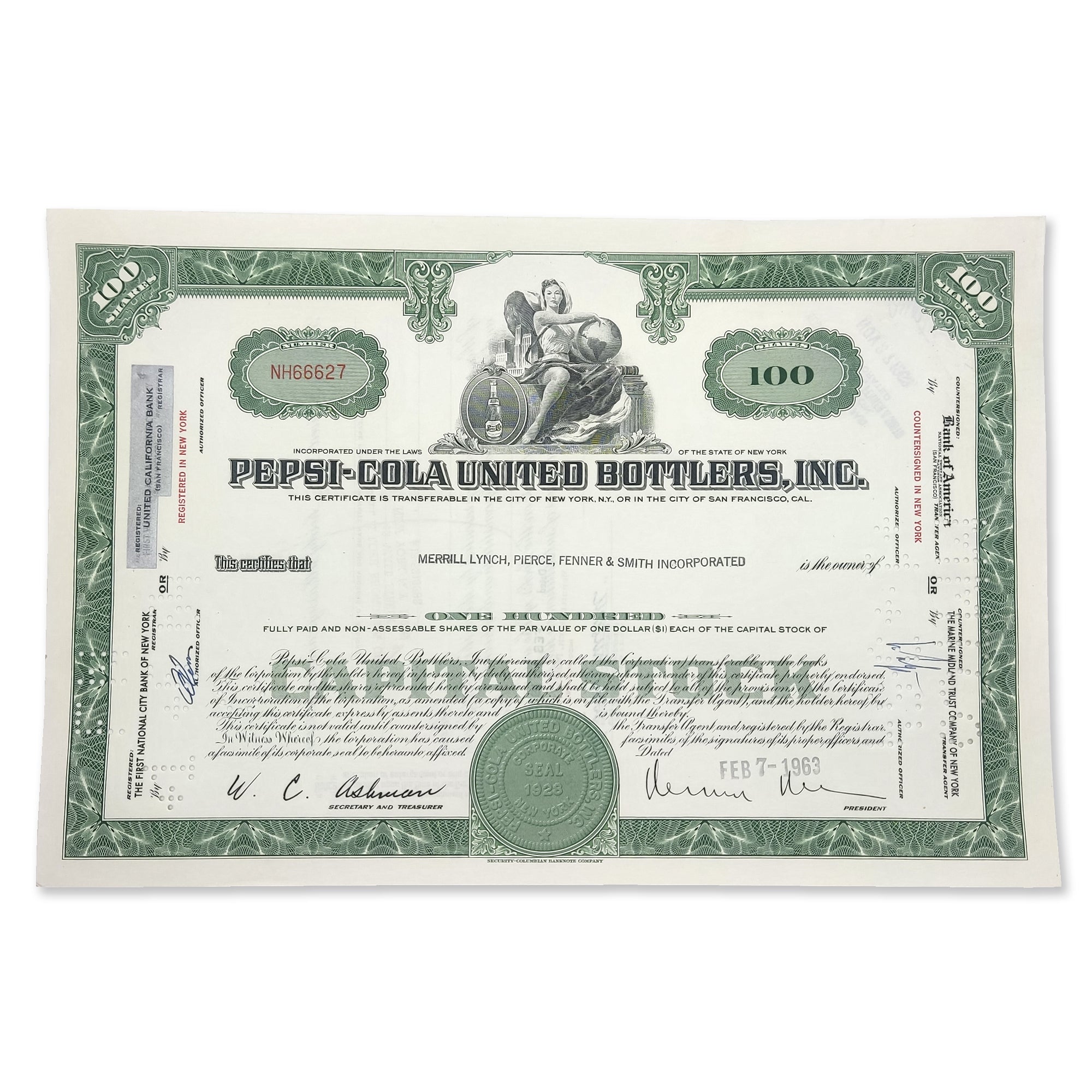Collectible Stocks Certificate - PEPSI-COLA United Bottlers, Inc