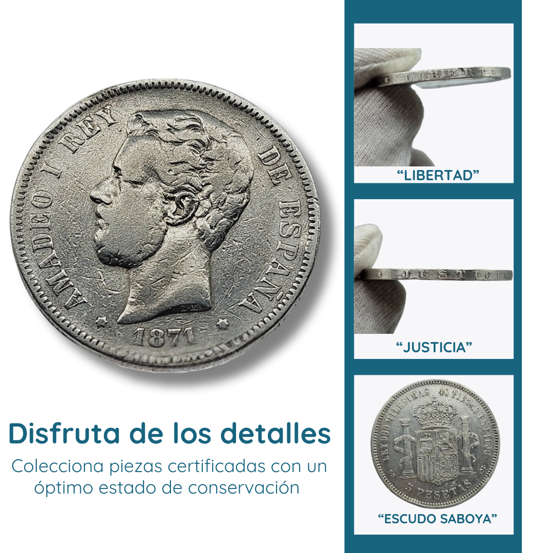 Colección Real Exclusiva: 6 Monedas Auténticas de 5 Pesetas de Plata (1871-1912)