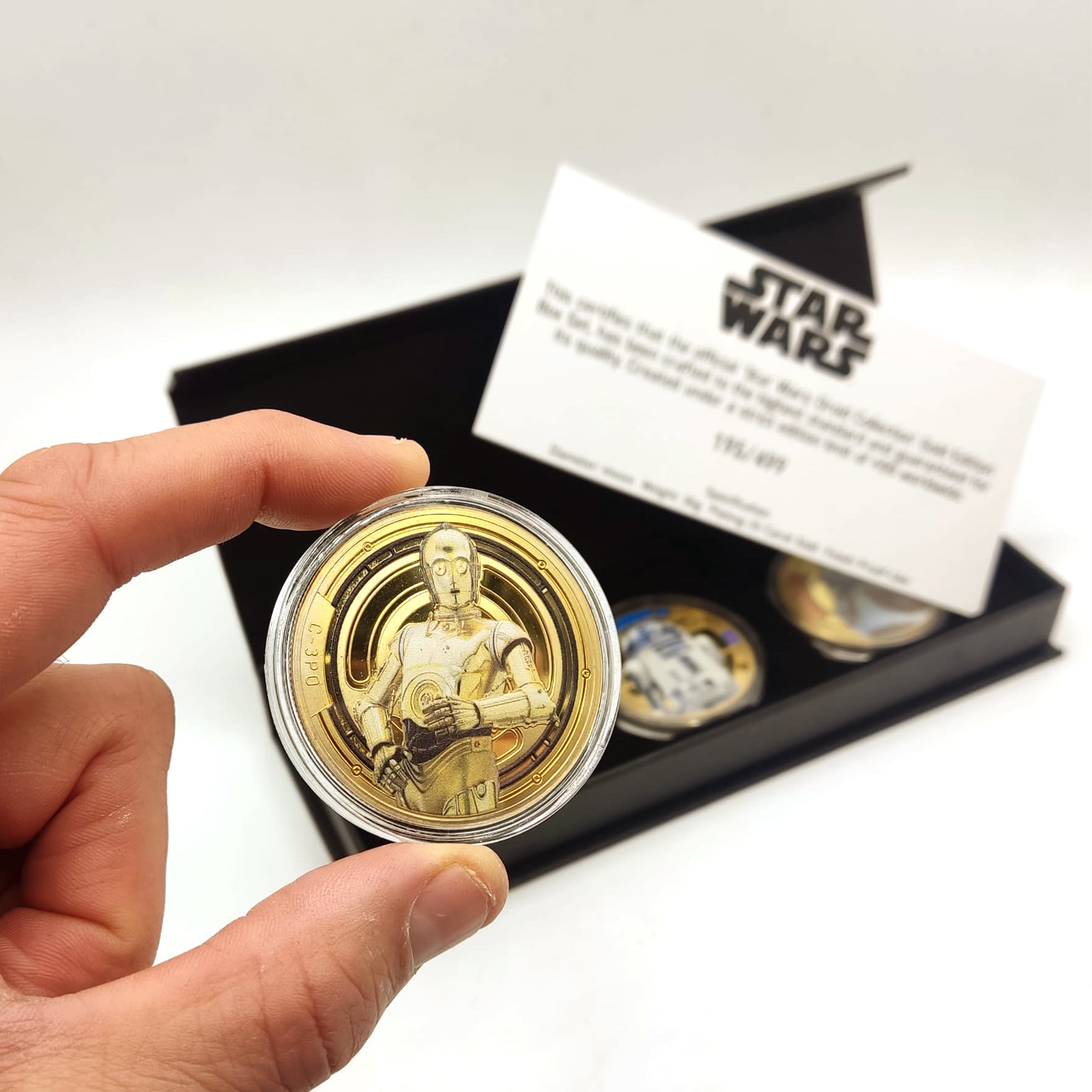 Star Wars. Trilogía Original Episoden IV - VI (Droides) – Erinnerungsmedaillen mit Gold und Silber, 24 Exemplare und 4 Farben – 44 mm