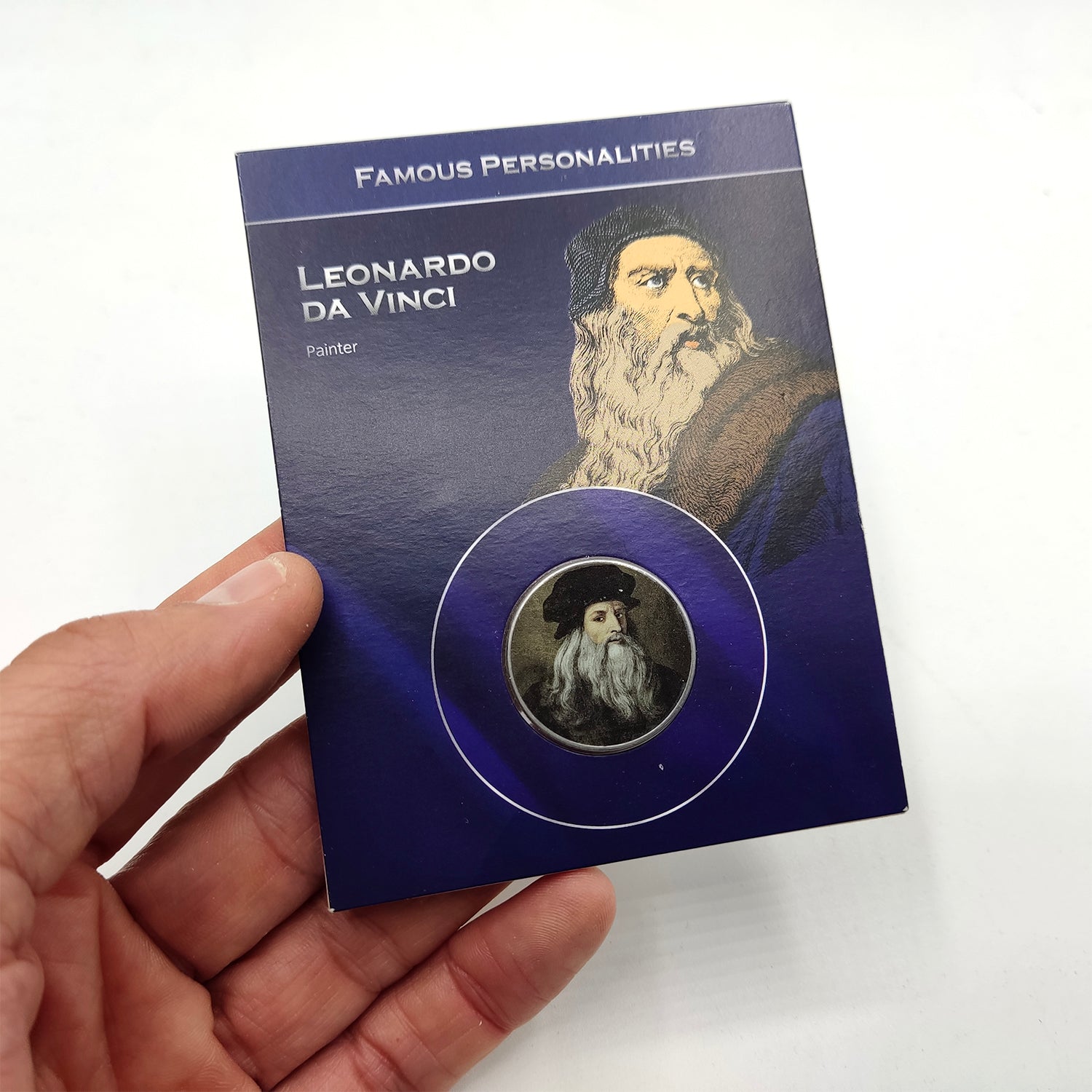 Grandes personajes de la Historia: Leonardo da Vinci. Moneda de 100 liras coloreada