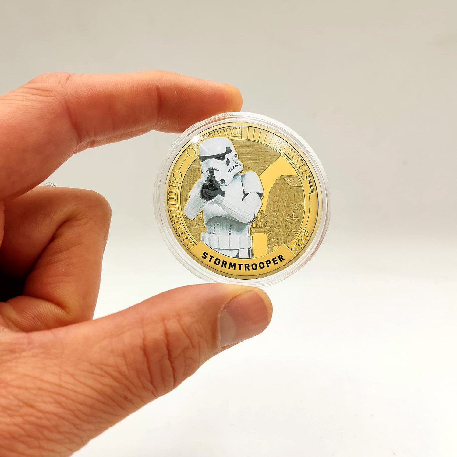 Star Wars Trilogía Original Episodios IV - VI - Stormtrooper - Medalla conmemorativa acuñada con baño en Oro 24 quilates  - 44mm