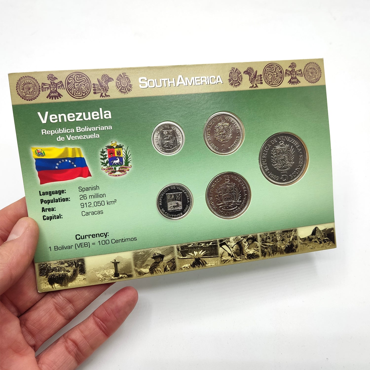 Monedas del Mundo. Blister de 5 auténticas monedas de Venezuela