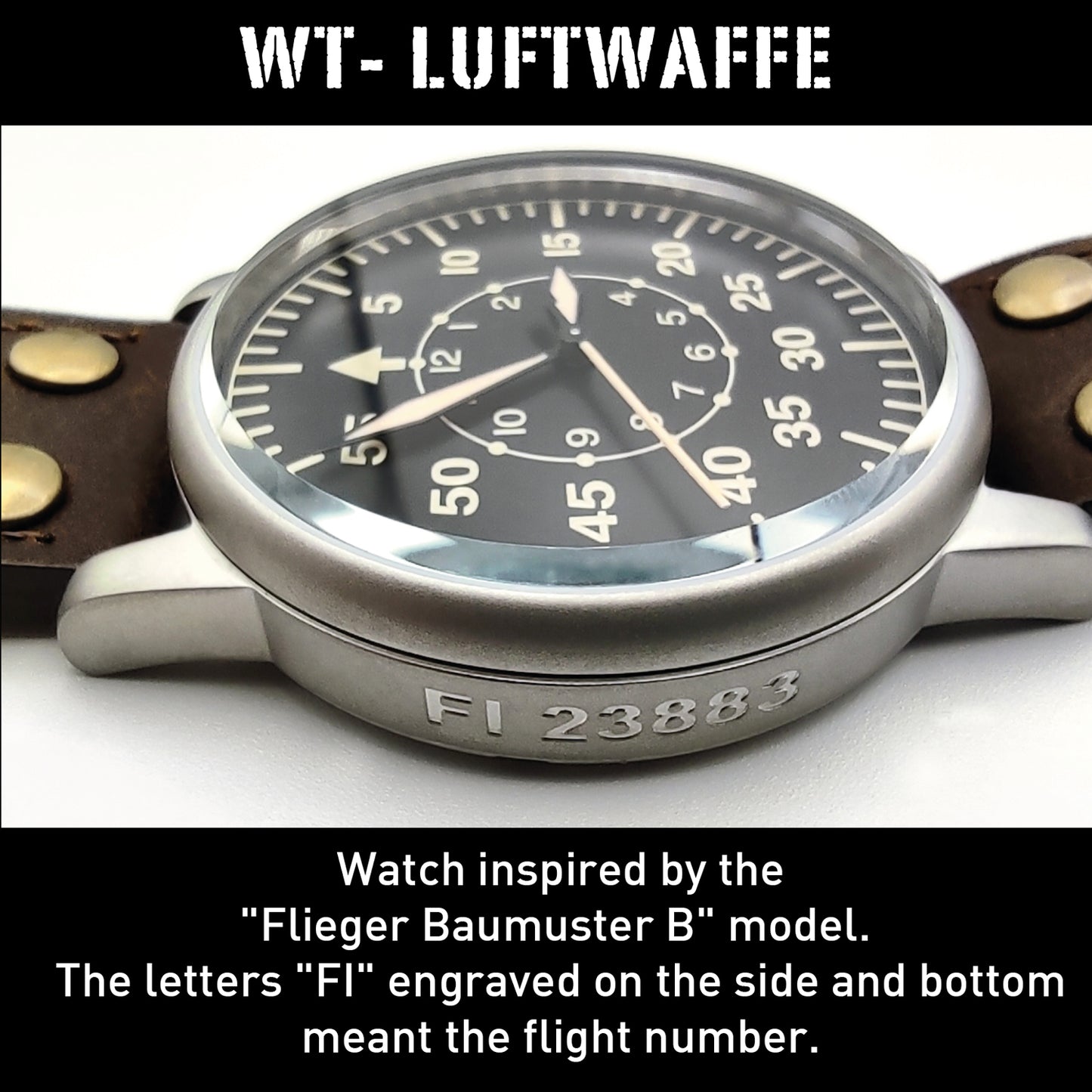 WW2 Military Watch - Vintage Luftwaffe Watch Black, Swiss-Quartz Movement with Genuine Leather Strap and 10 ATM Water Resistant. The Perfect WW2 Memorabilia. Mens Watches for Ever