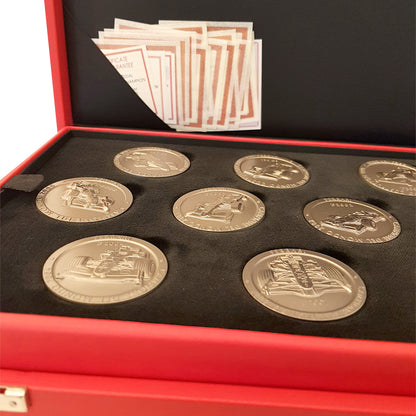 Colección de monedas Ferrari - 20 medallas oficiales de colección de Ferrari F1, campeonatos del mundo - Fabricadas en titanio - Monedas de F1 - Monedas coleccionables para coleccionistas - Monedas Ferrari 1952-2008 