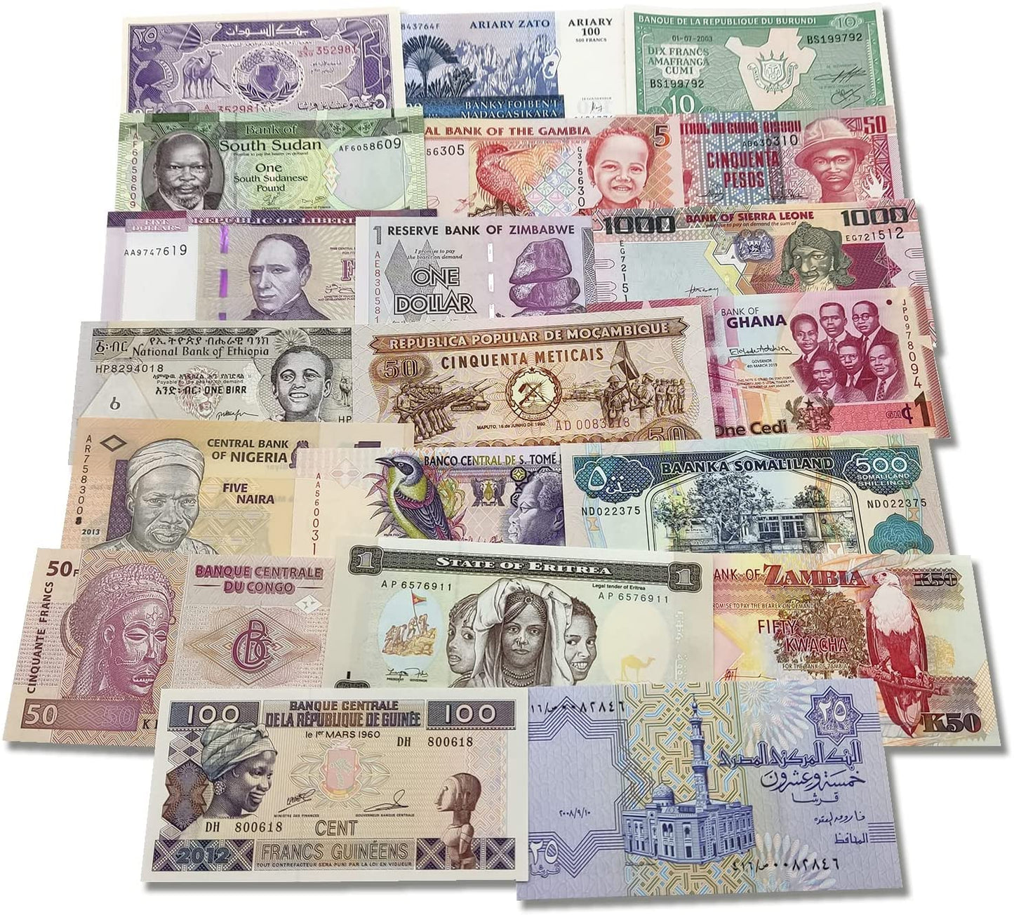 Papel moneda mundial: 20 billetes de África 