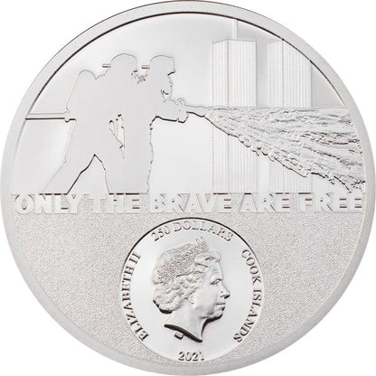 BOMBERO Héroes reales Moneda de platino de 1 oz 250 $ Islas Cook 2021