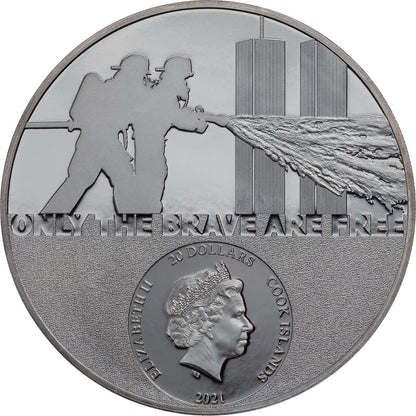 Cook Islands, 20 dollars 2021. Real Heroes - Firefighter. 3oz Silver