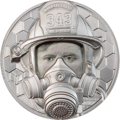 FIREFIGHTER Real Heroes 1 Oz Platinum Coin 250$ Cook Islands 2021