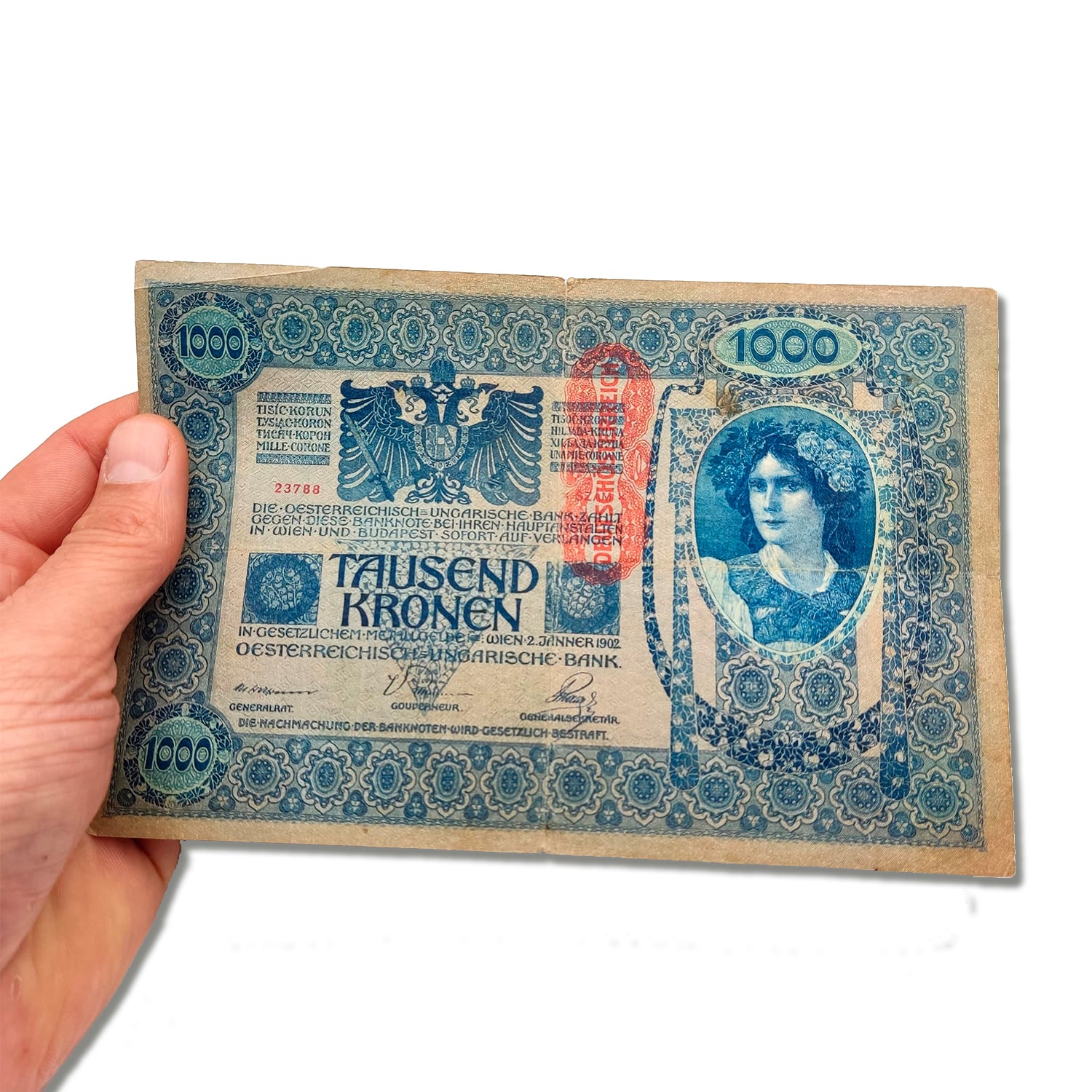 Authentische Weltwährung - 10 Sprachen Banknote herausgegeben von der Österreichisch-Ungarischen Monarchie 1902 