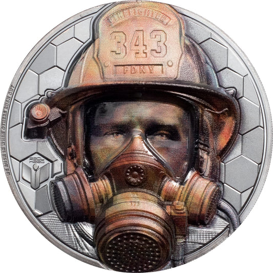 Islas Cook, 20 dólares 2021. Héroes reales - Bombero. Plata de 3 oz