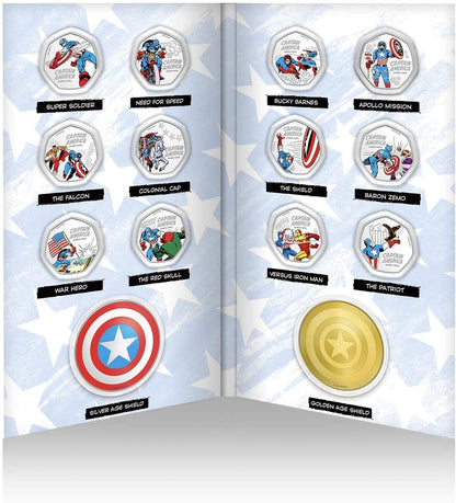 Colección completa Capitán América - 12+2 monedas Edición Limitada y Oficial Marvel