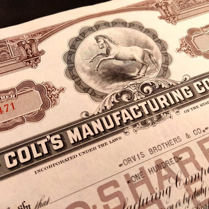 Old Stock. Colt´s Manufacturing Company Shares