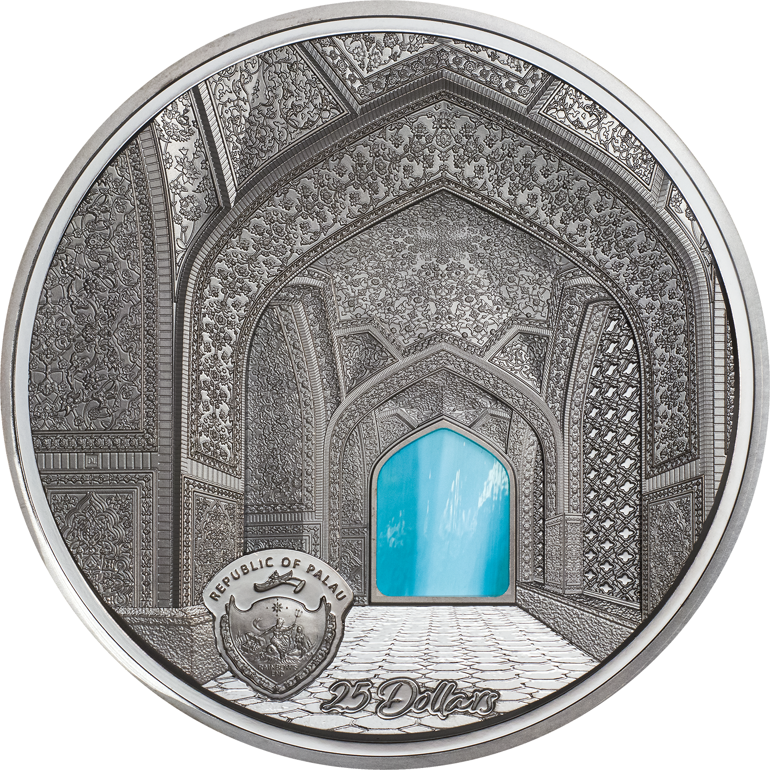 Palau, 25 dollars 2020. Tiffany Art - Isfahan. 5 Oz. Silver