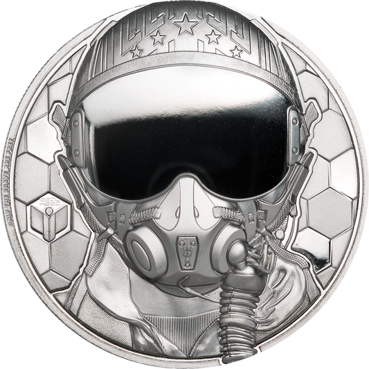 Cook Islands, 250 dollars 2020. Fighter Pilot - Real Heroes 1 Oz. Platinum