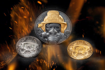 Islas Cook, 250 dólares 2021. Héroes reales - Bombero. Oro de 1oz 