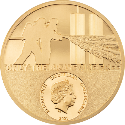 Islas Cook, 250 dólares 2021. Héroes reales - Bombero. Oro de 1oz 