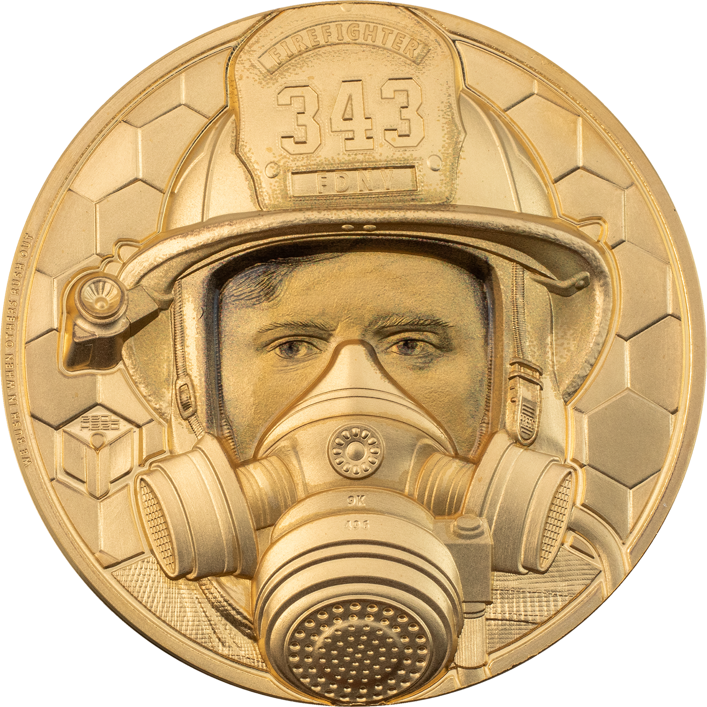 Islas Cook, 250 dólares 2021. Héroes reales - Bombero. Oro de 1oz 